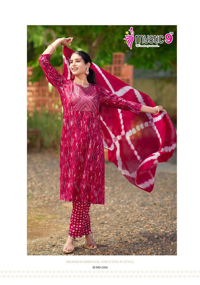 Suman Vol 1 By Mystic 9 Rayon Printed Kurti With Bottom Dupatta Wholesale Market In Surat
